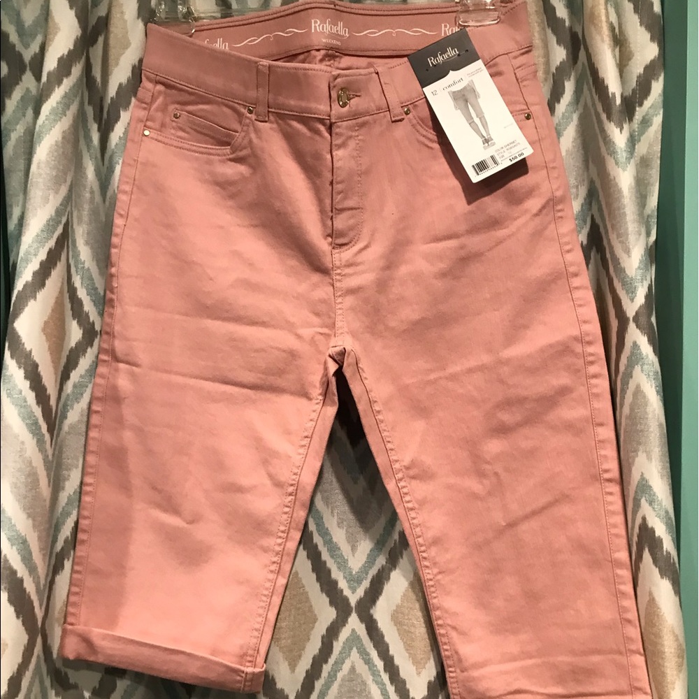 Brand New Rafaella Womans Pink Knee Length Shirts Capri Pockets Zipper Size 12